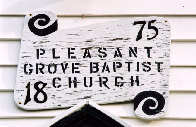 sign above entrance of Baptist Grove church